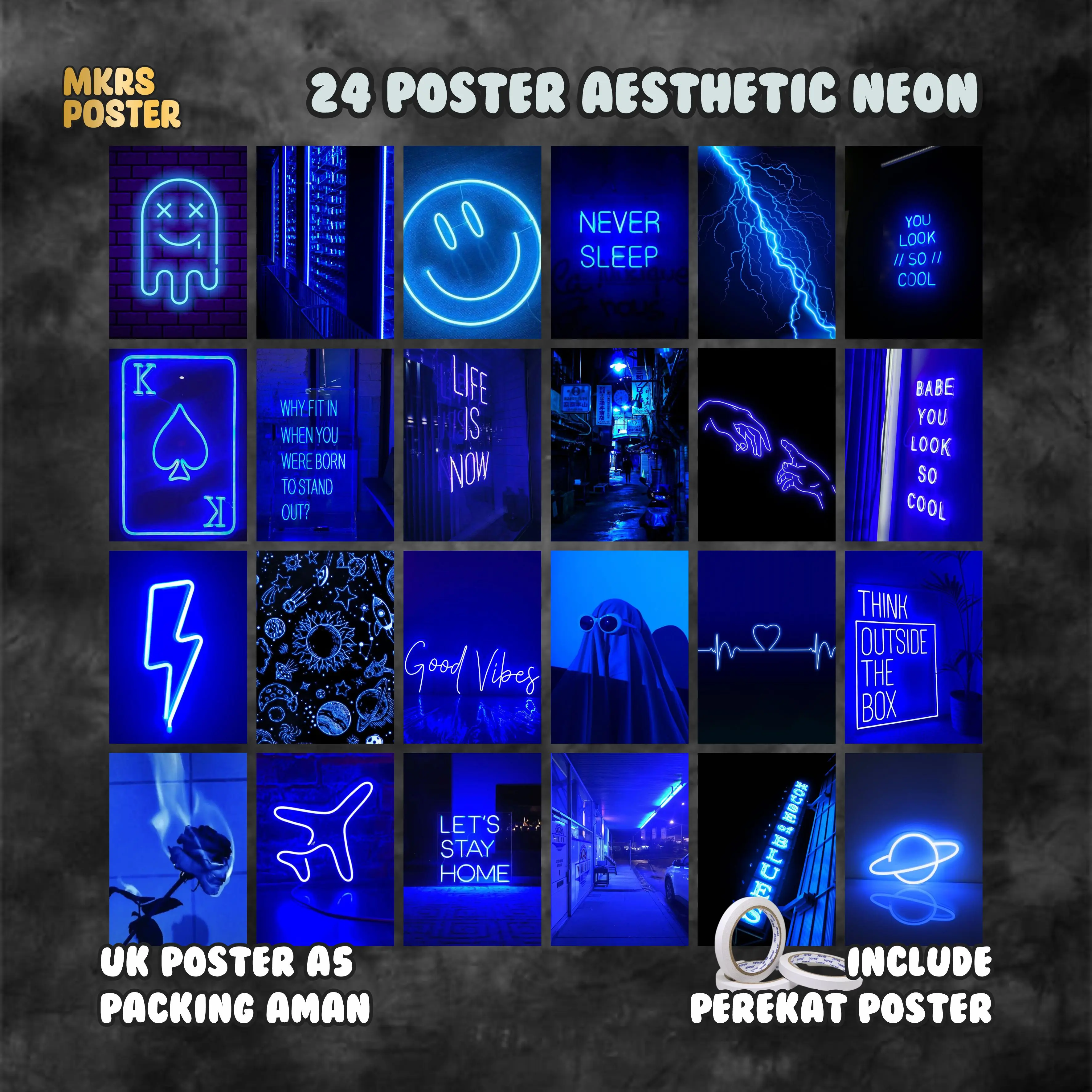 [24PCS] Poster Neon - Ukuran A5 - Banyak Varian