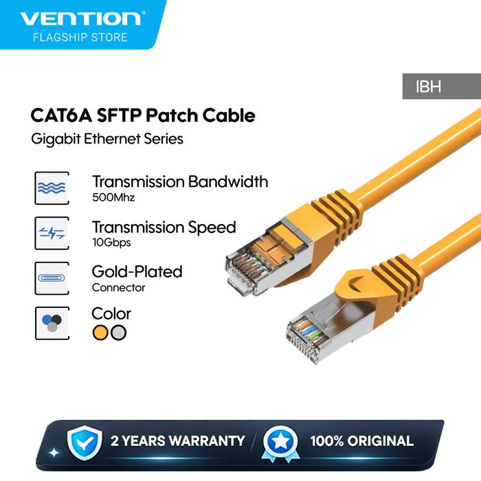Gambar Vention Kabel LAN Cat6a cat6 SFTP Patch Cable RJ45 10Gbps 500Mhz  1M 2M 3M 5M 8M  - IBH - YELLOW, 2M dari Vention Mobile Acc Kota Administrasi Jakarta Utara Tokopedia