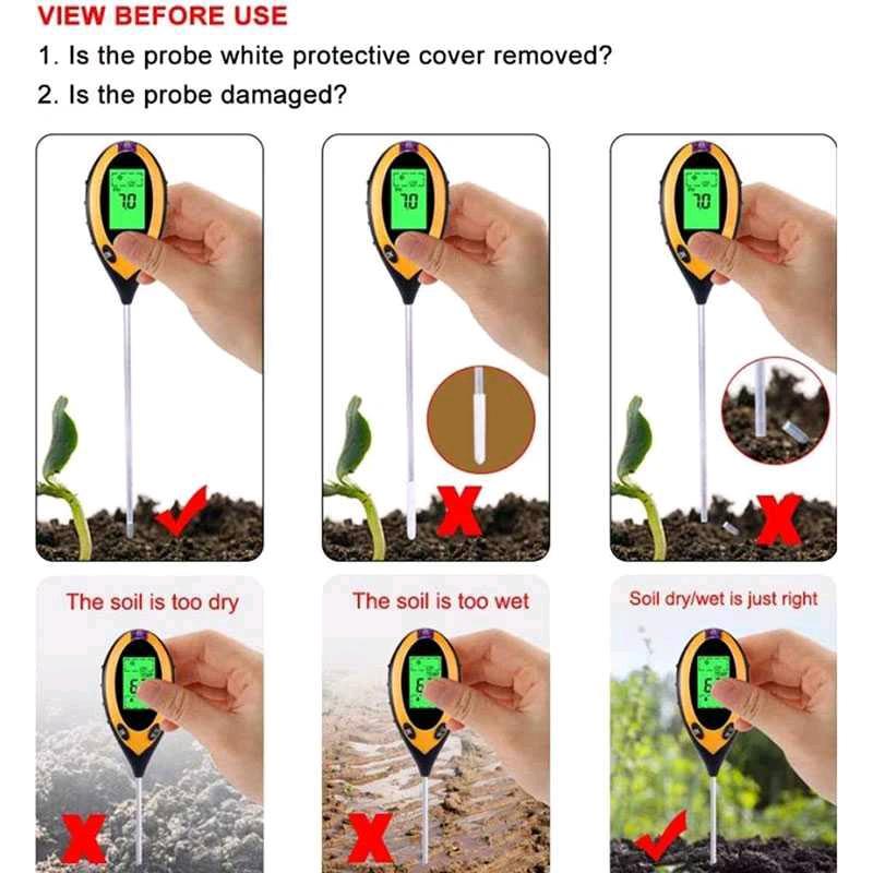 Pengukur Temperature dan Kelembapan Tanah Soil PH - TPH01803 Baterai 3