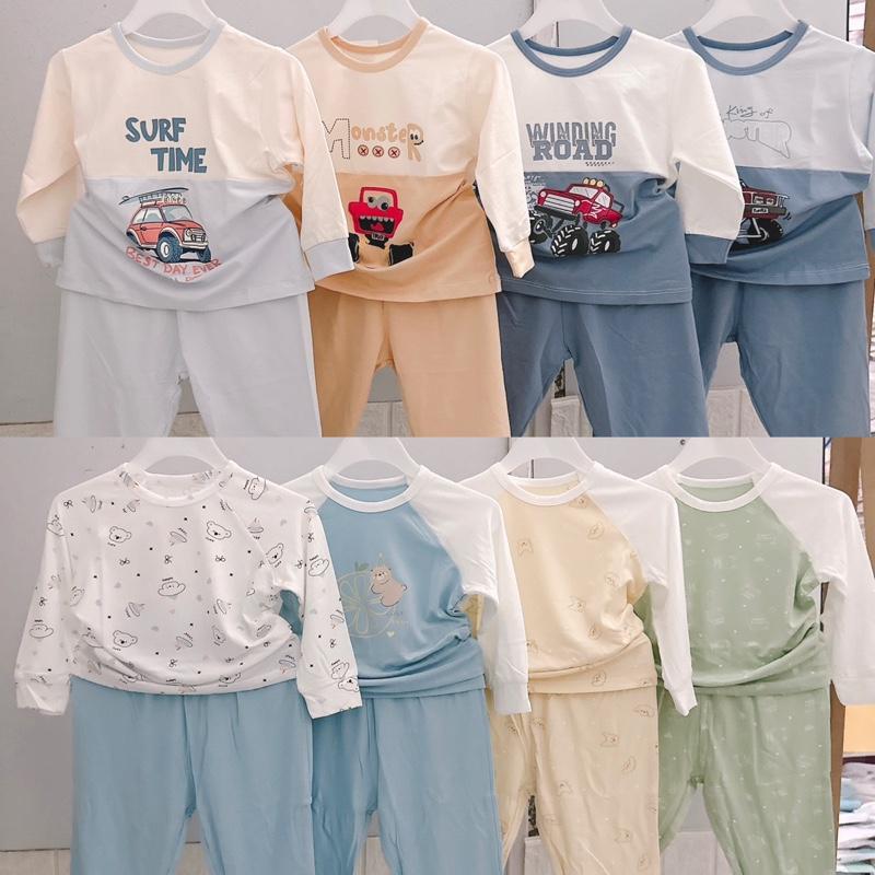 Bộ cài vai dài tay Lullaby sợi tre cho bé trai bé gái từ 6m đến 4y mặc thu đông mềm mịn