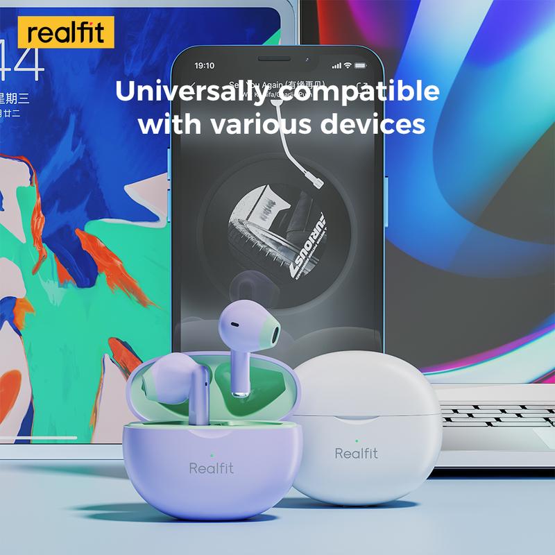 Realfit F2 TWS Bluetooth Earphone HIFI Quality True Wireless Earbuds with Mic BT5.3 Superb Bass 25H Batttery Life 7