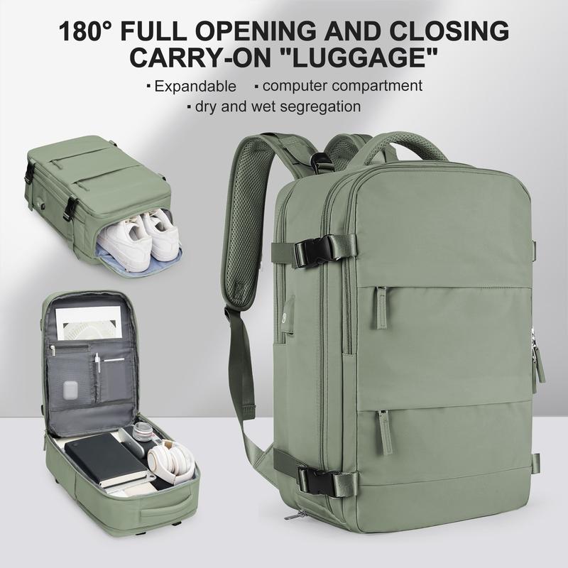 Ba lô du lịch, khóa kéo đầy đủ 180 °, được phê duyệt mang theo trên máy bay, kiểu hành lý / dung tích lớn, thiết kế Unisex với nhiều ngăn Túi đựng máy tính xách tay, Lý Tưởng cho máy tính xách tay, Thích hợp cho việc học tập, đi lại và kinh doanh du lịch