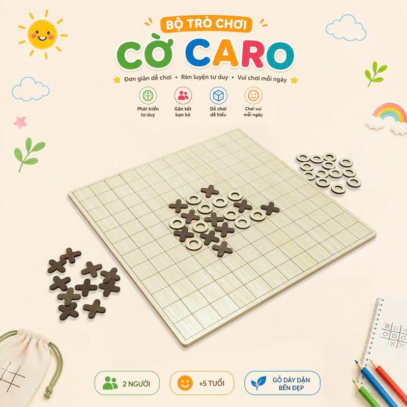 Đồ chơi bộ Cờ Caro trí tuệ bằng gỗ dành cho trẻ em và người lớn từ nhà Bách Mộc