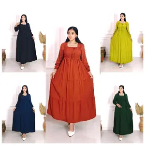 daster kerut lengan panjang bahan rayon halus