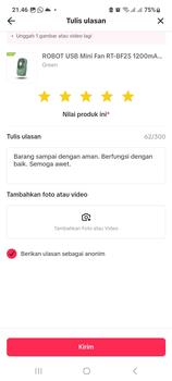 Product Review of ROBOT USB Mini Fan RT-BF25 1200mAh Portable Original - Garansi 1 Tahun [BISA COD] from j**c 0