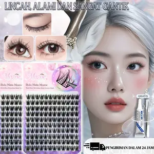 MOZOE Promo spesial bulu mata palsu semua tipe gratis pinset dan lem mudah dipasang ringan lembut cepat pakai natural bulu mata eyelashes bulu mata dan lemnya