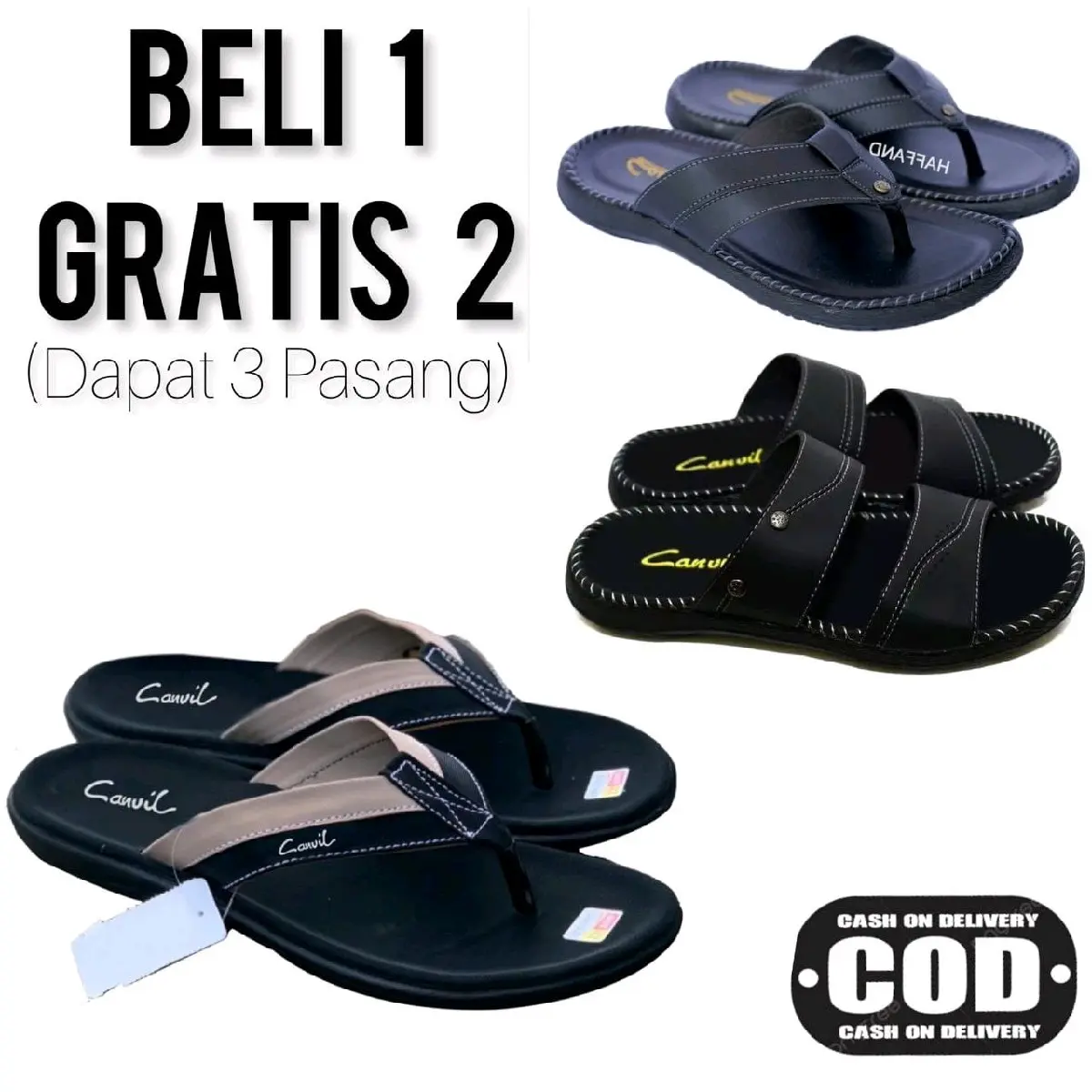 Promo Sandal Pria Beli 1 Dapat 3 Pasang Sandal pria/Sandal Casual Pria Sendal Jepit Karet Kasual ringan slip on