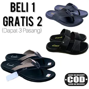 Promo Sandal Pria Beli 1 Dapat 3 Pasang Sandal pria/Sandal Casual Pria Sendal Jepit Karet Kasual ringan slip on