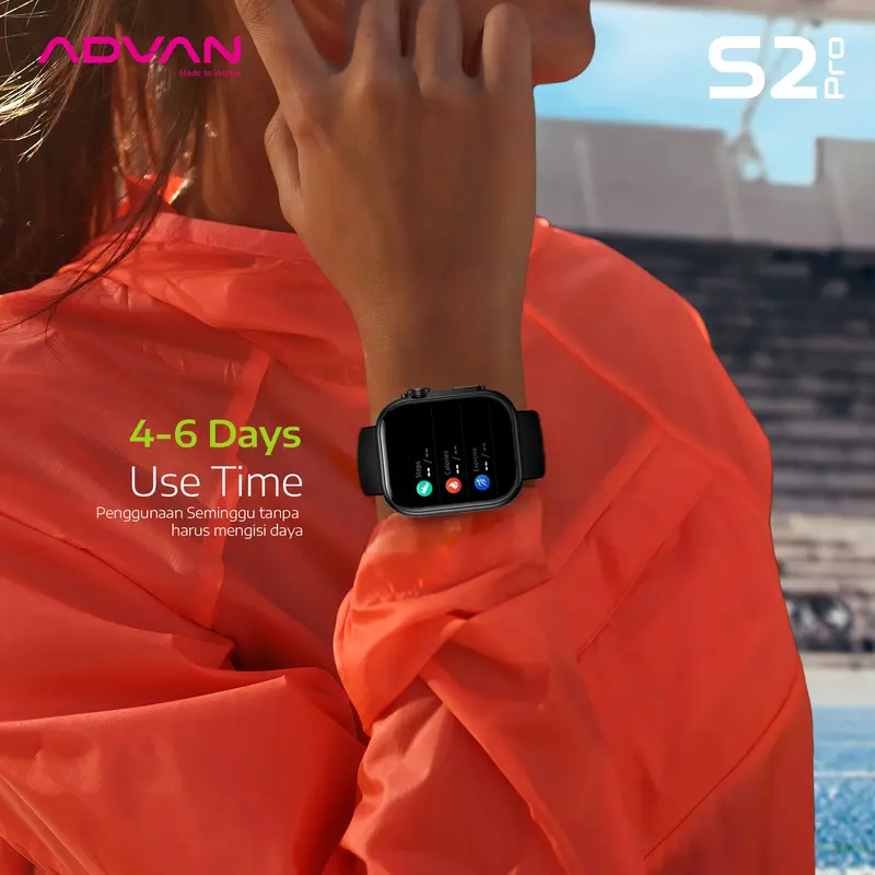 ADVAN Smartwatch S2 PRO AMOLED Display 1.95" inch Slim AI Voice Assistant Bluetooth Call Waterproof IP68 Touchscreen Health Monitoring 3