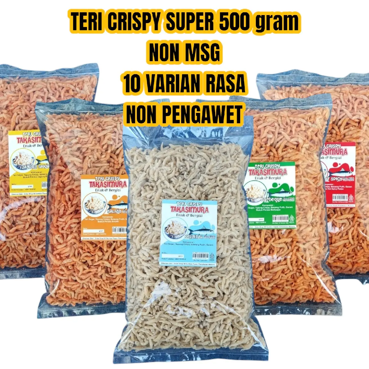 teri nasi crispy super 500 gram original/balado/barbeque/hot spicy/jagung bakar/keju/rumput laut/ayam bakar/ayam geprek/sapi panggang - snack mpasi - camilan sehat - lauk kering siap saji - teri medan crispy Food