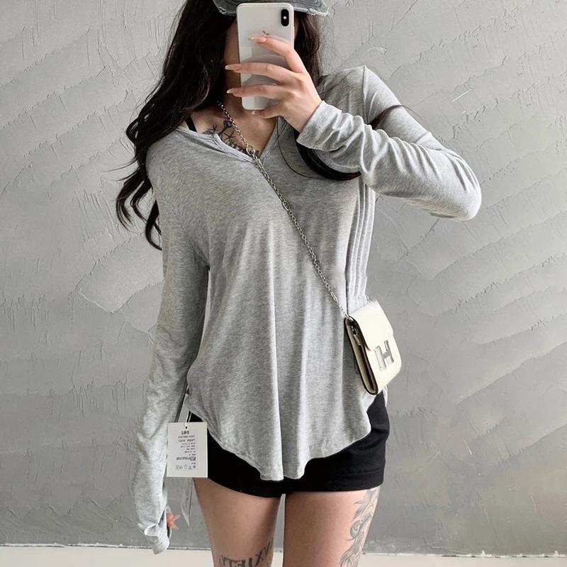 Product Introduction of [Premium] Kaos Kerah V Lengan Panjang Longgar Wanita 5