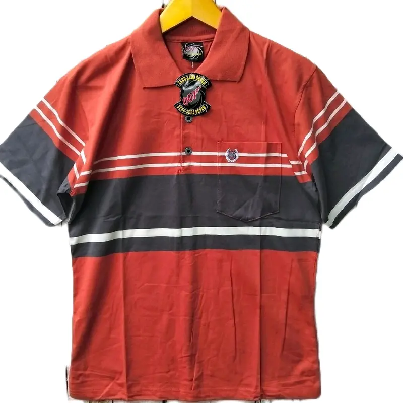 Kaos Pendek Salur Motif Katun Polo Shirt Zero Seven XL Pria Dewasa
