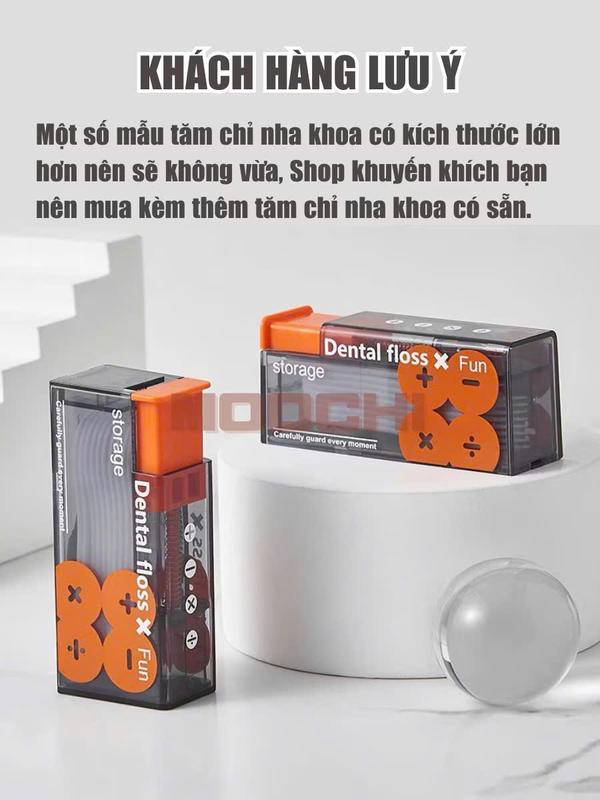 Hộp đựng tăm chỉ nha khoa có nút bấm tự động nhỏ gọn tiện lợi khi đi chơi, du lịch 2