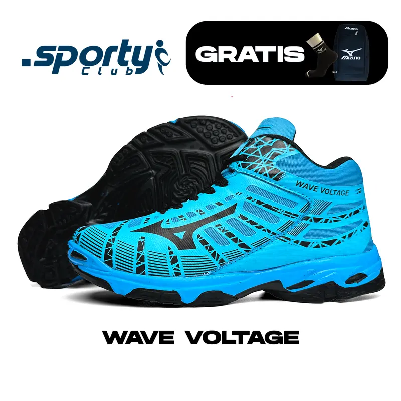 Sepatu Olahraga Voli Mizuno Wave Voltage Biru Hitam Sporty Terbaru untuk Pria dan Wanita Bisa COD 3