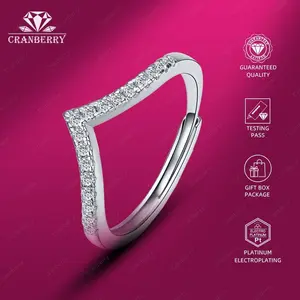 OS3-R25 Cincin  Ring Wanita Adjustable Lamaran Ring Couple Permata Persegi Fashion Veeline Bentuk V Aksesoris Perhiasan Elegan Cantik Wanita  Cuaple Model Terbaru Cranberry Jewelry  Grade VVS1   Store R25 COD