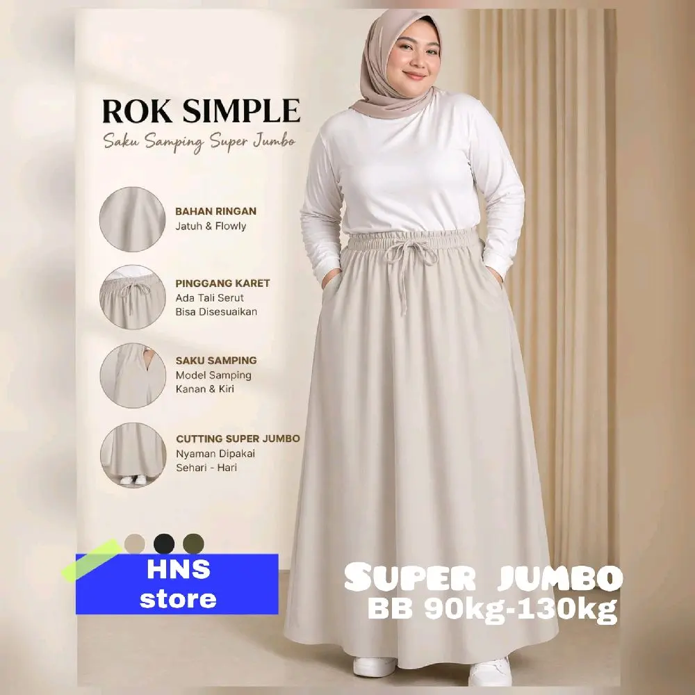 Rok Simple Super Jumbo dengan Saku Samping Super Jumbo Bahan Ringan BB 90kg-130kg Nyaman Dipakai