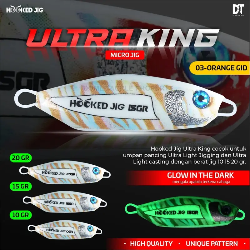 Micro Jig Ultra King By Hooked Jig Umpan Micro Jig I Metal Jig Umpan Pancing Jigging 10 15 20 30 40 60 Gram & Assist Hook Chinu Custom Size 7 3