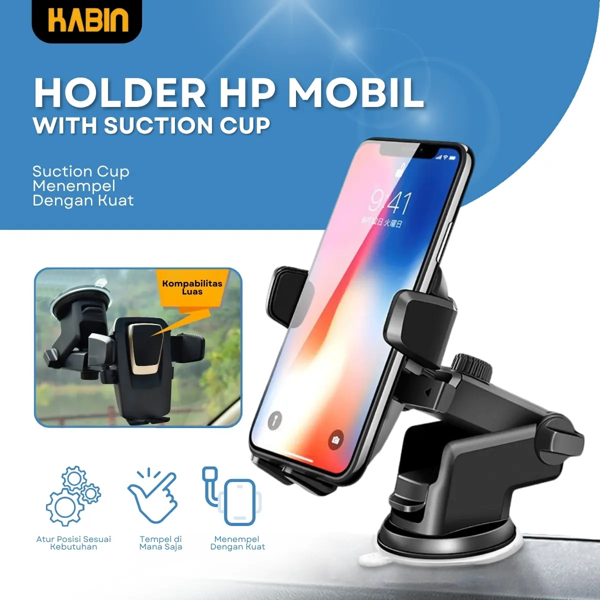 Holder Hp Tempat Dudukan Handphone Car Tripod Stand Penjepit Penyangga Hp Di Mobil Kaca Dashboard