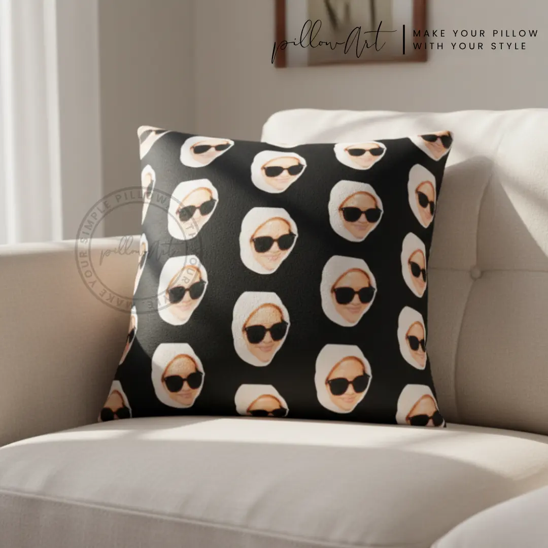 PillowArt Bantal Custom Foto Pattern Face 40 x 40 cm - Hadiah Unik Aesthetic ART028