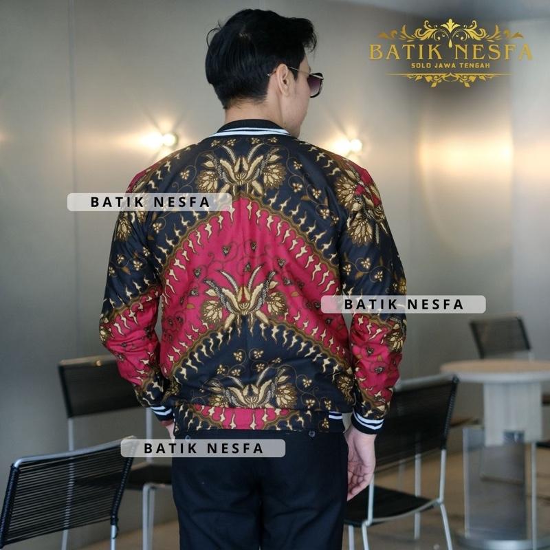 Jaket batik bomber pria keris hitam murah berkualitas 6