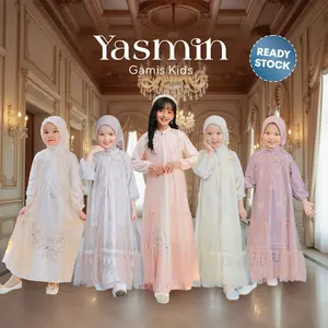 READY STOK Yasmin Gamis Anak Payet Premium Umur 1-8 Tahun Couple Sarimbit Keluarga Muslim Bahan Dobby Mix Soft Tille