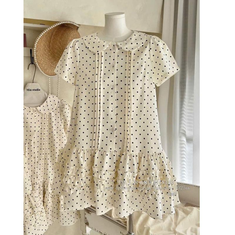  Váy Đầm Babydoll Chấm Bi Cổ Sen Bèo Tầng Phong Cách Hàn Quốc Dễ Thương Hot Trend Cho Nữ - By BN TRENDY 