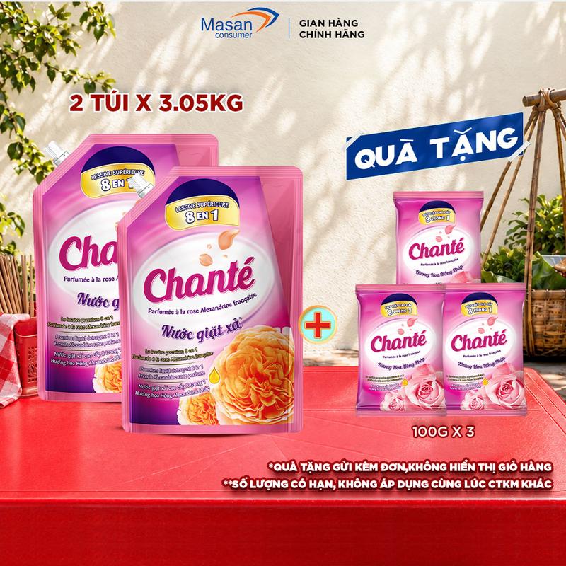 Combo 2 Nước giặt xả cao cấp 8 trong 1 Chanté Túi x 3.05KG