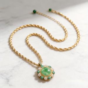 Contemporary Chinese-style jade-patterned rope necklace | Retro Chinese-inspired light luxury jewelry