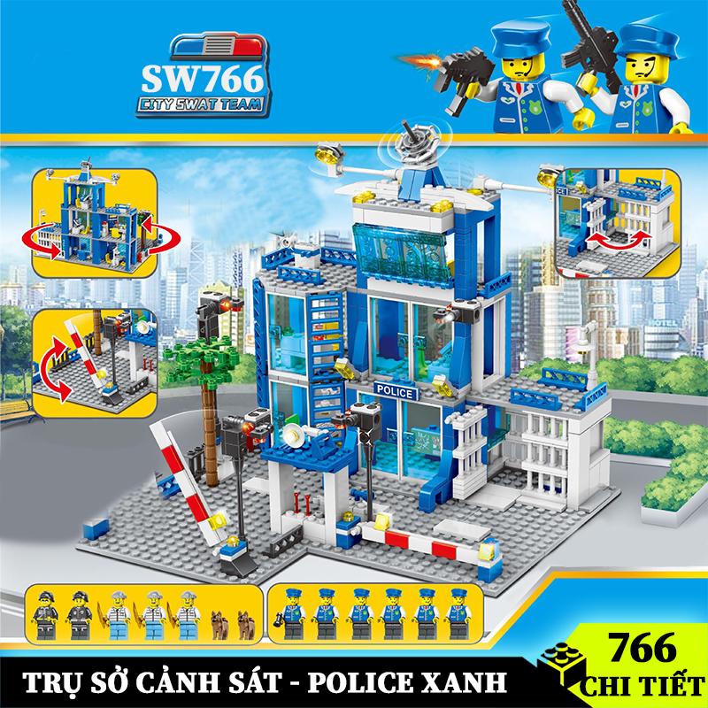 SW766 - Đồ chơ ilego lắp ráp Trụ sở Cảnh sát SWAT Xanh 766 chi tiết, mô hình xe cảnh sát & nhân vật mini, chất liệu ABS cao cấp, phù hợp cho bé từ 6 tuổi trở lên