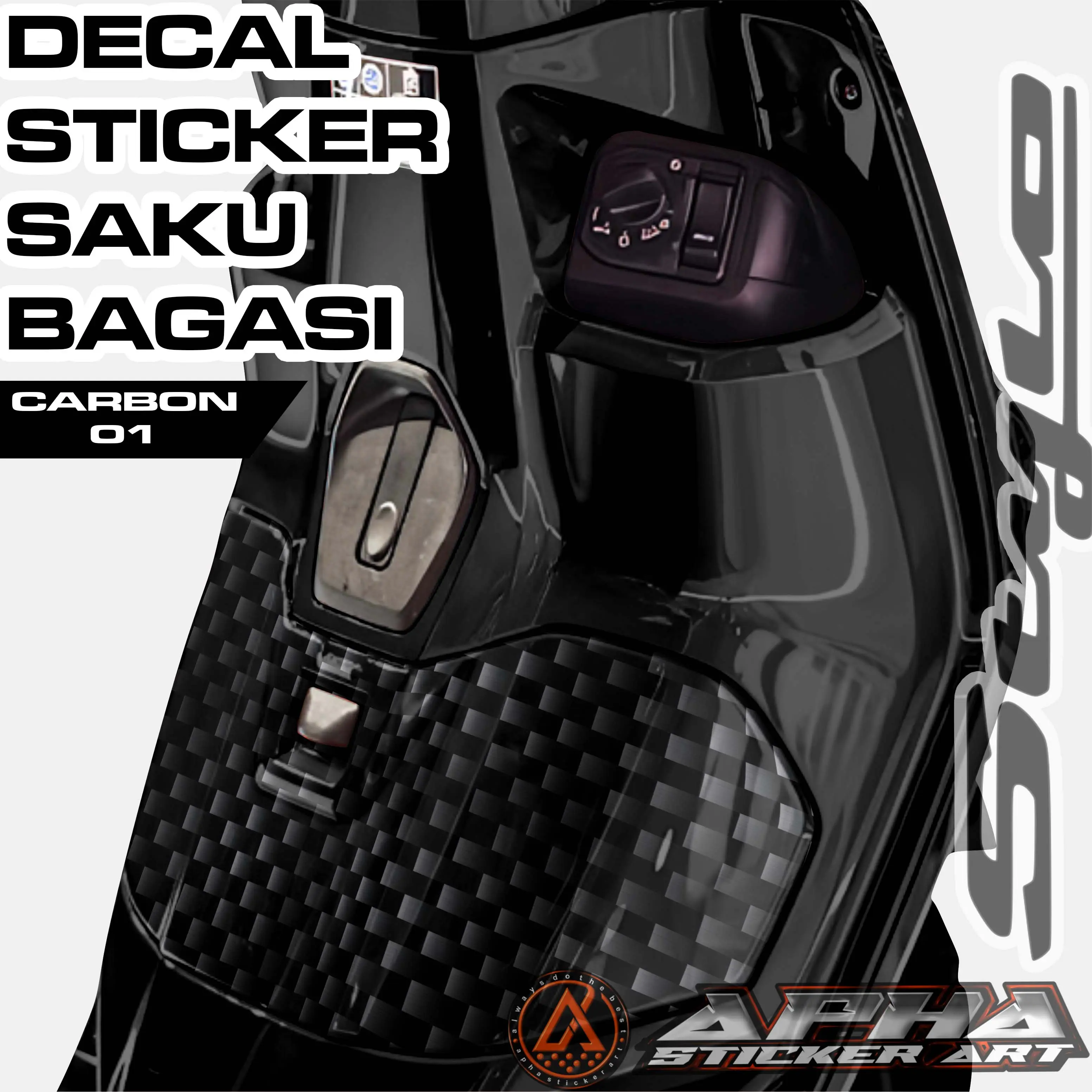 Sticker Decal Saku Dashboard Bagasi Depan Honda Stylo 160 Motif Carbon