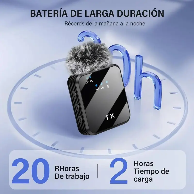 Mini micrófono 3 en 1 para iPhone/Android/ cámara, audio de alta fidelidad, 48 kHz/24 bits, micrófonos inalámbricos, alcance de 100 m, batería de 20 h, micrófono de solapa con reducción de ruido para transmisión en vivo, TikTok y YouTube. - Foto 6