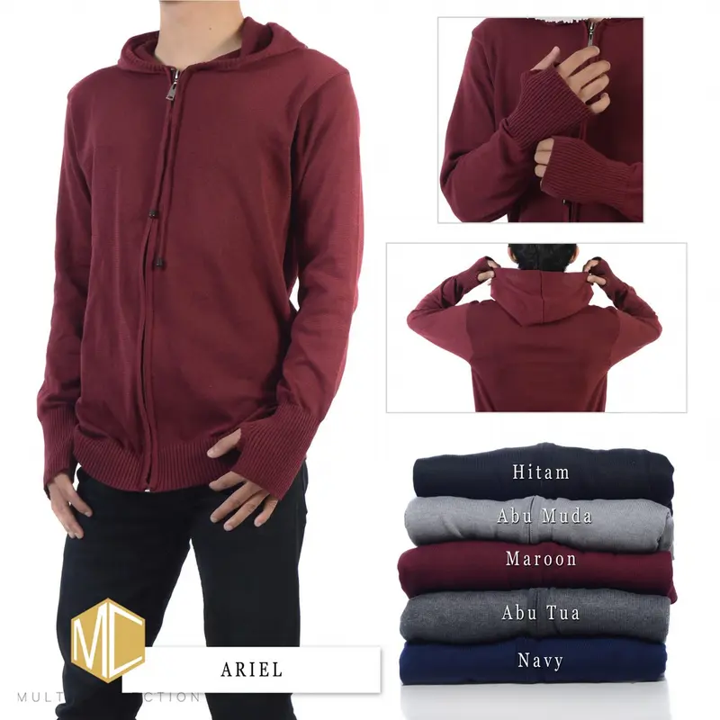 SWEATER RAJUT ARIEL POLOS/ RAJUT BAHAN BAGUS/KUALITAS OK/HARGA MURAH/ Pria Hitam Baju sweater hoodie cowok 0