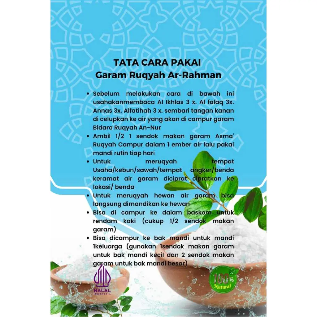 [50 gram] Garam Ruqyah Bidara Arrohman Penangkal Penglaris Pada Tempat Usaha