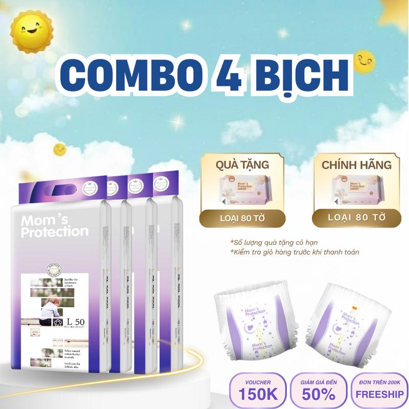   Combo 4 Bịch Giá Tôt  Mom's Protection bịch Tã Bỉm Dán Quần cho trẻ em 0-3 tuổi - Chính Hãng 