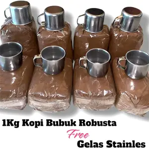 Kopi Bubuk Hitam Robusta 1kg  - Kopi Bubuk Hitam Robusta Coffee tanpa gula