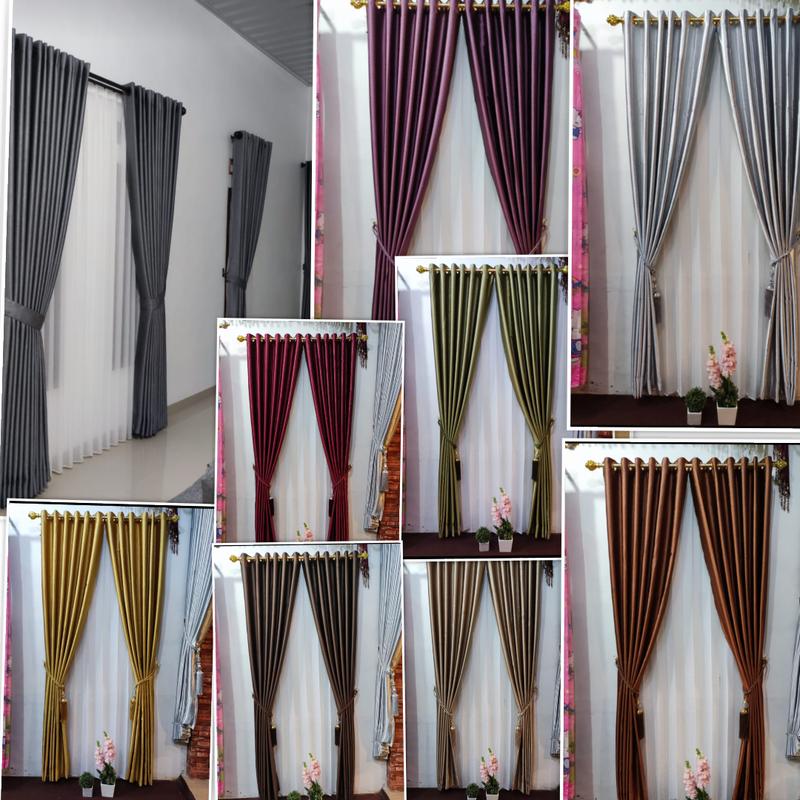 Gorden polos minimalis bahan blackout untuk pintu dan jendela Tali 0