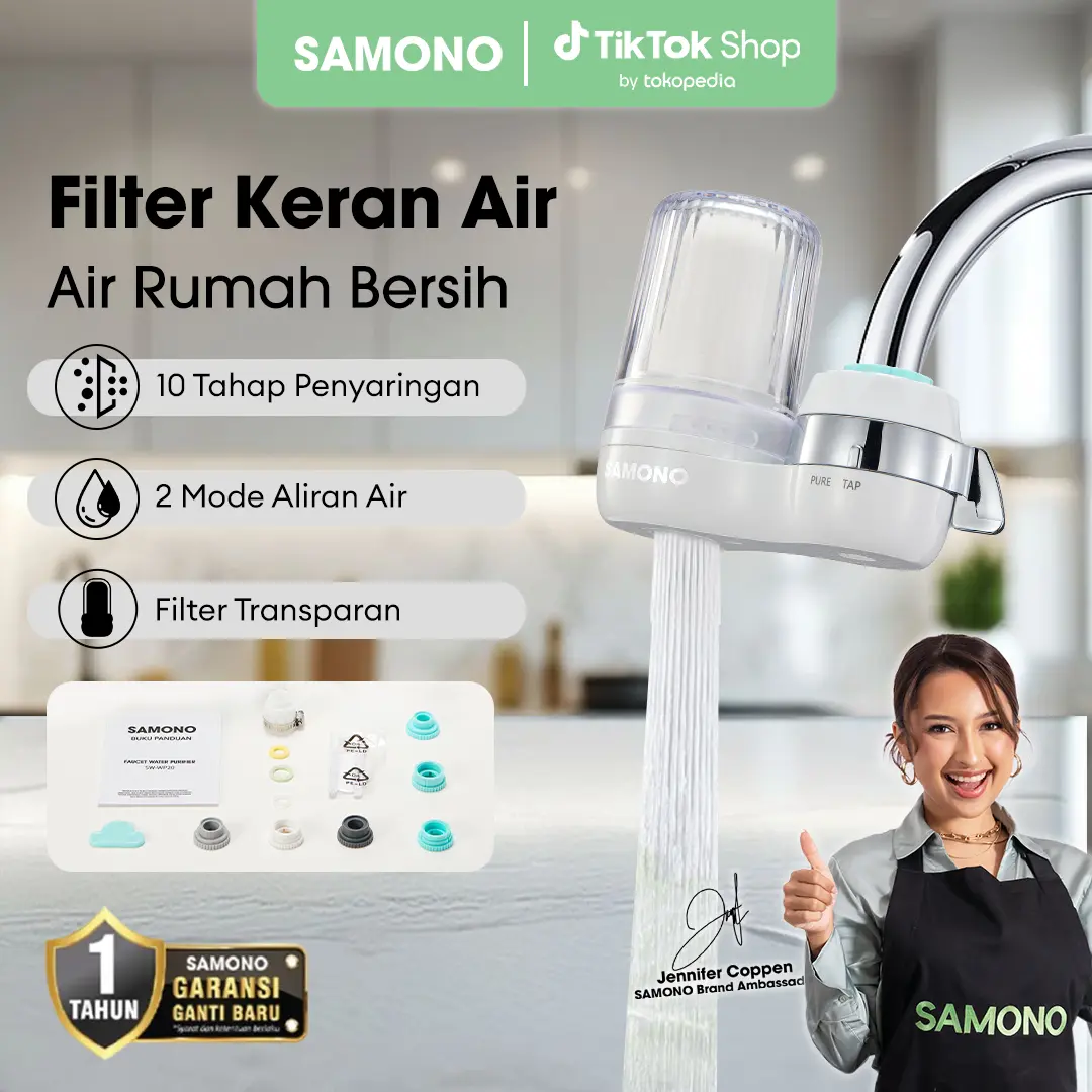 (GUNCANG 8.8) Samono Filter Keran Air SW-WP20 Pemurni Air 10 Tahap Penyaringan, 2 Mode Aliran Air, Filter Mudah Dibersihkan