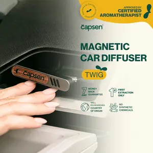 Capsen Magnetic Car Diffuser Twig Pure Essential Oil Aromatherapy Pengharum Mobil Anti Mual Therapeutic Grade Tanpa Kimia Sintetis