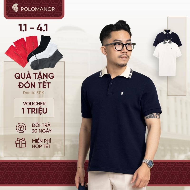 Áo polo nam TRAVIS vải cotton CVC Diamond thanh lịch sang trọng - POLOMANOR Menswear Ngắn Tay Có Cổ
