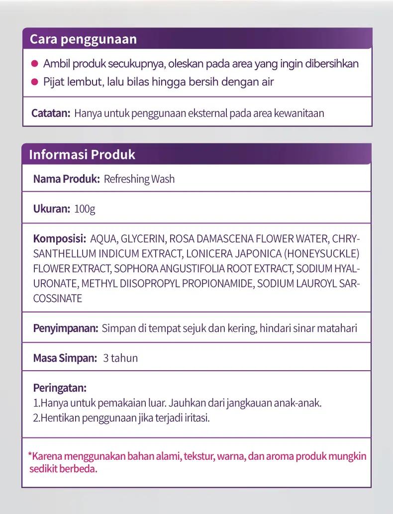 Feminine Wash & Gel Herbal Wanita – Perawatan Area Intim, Sensasi Hangat, Segar, Tekstur Lembut, Tidak Lengket, Untuk Perawatan Harian (100g / 1pcs)