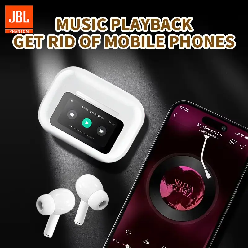 JBL Phantom A9 ANC Headphone Nirkabel Layar Sentuh LCD Bluetooth Earphone TWS Earbud Olahraga Tahan Air dengan Mikrofon Terintegrasi 7