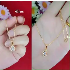 Kalung Titanium Gold Wanita Elegan Model Terbaru Anti Luntur Ukuran 45cm - Aksesoris, Emas