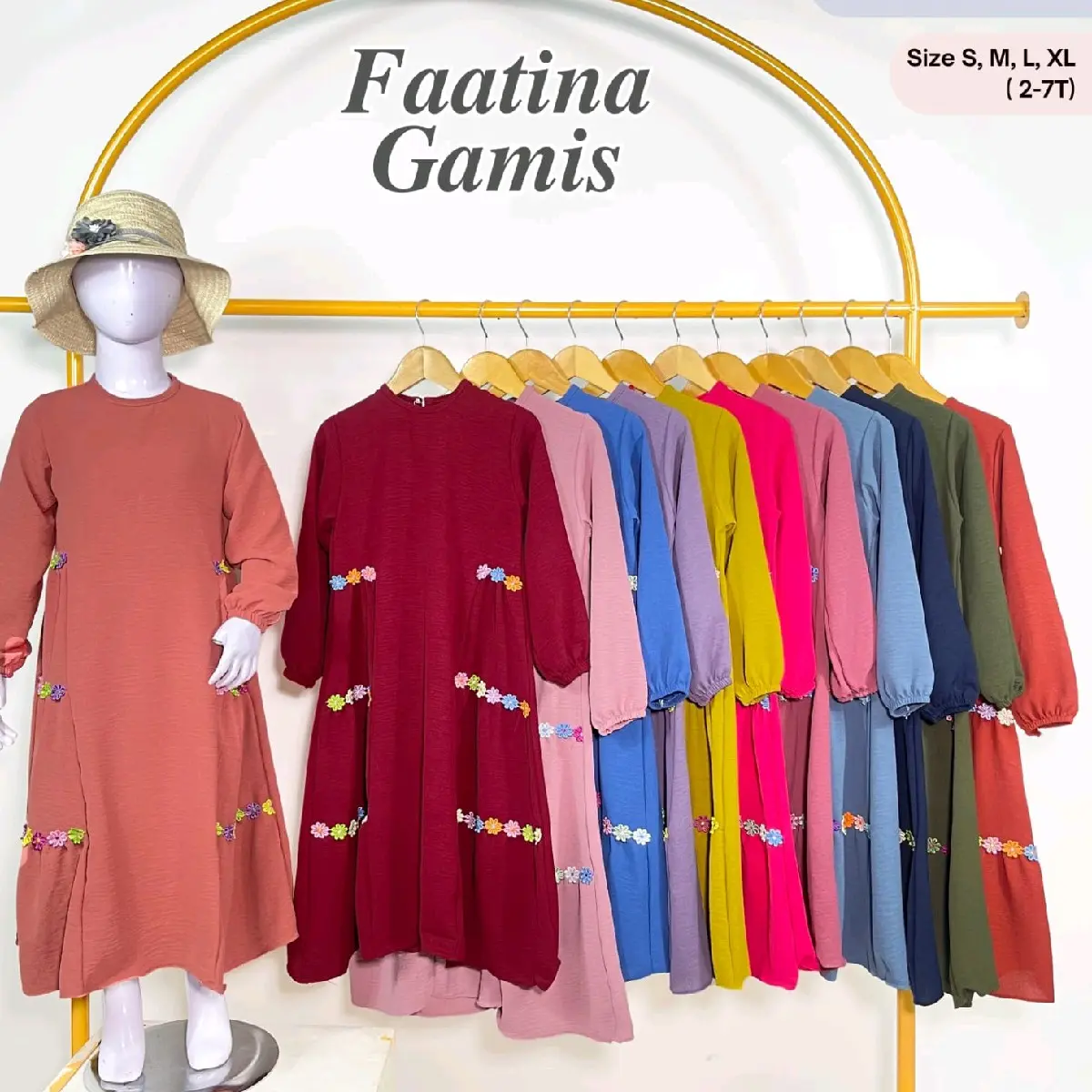 Gamis anak perempuan Muslim ready banyak (2Pcs)