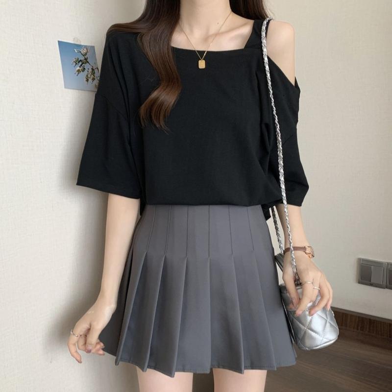 Atasan Wanita Dewasa Import Polosan Tali 1 Off Shoulder Kekinian Korean Style 8
