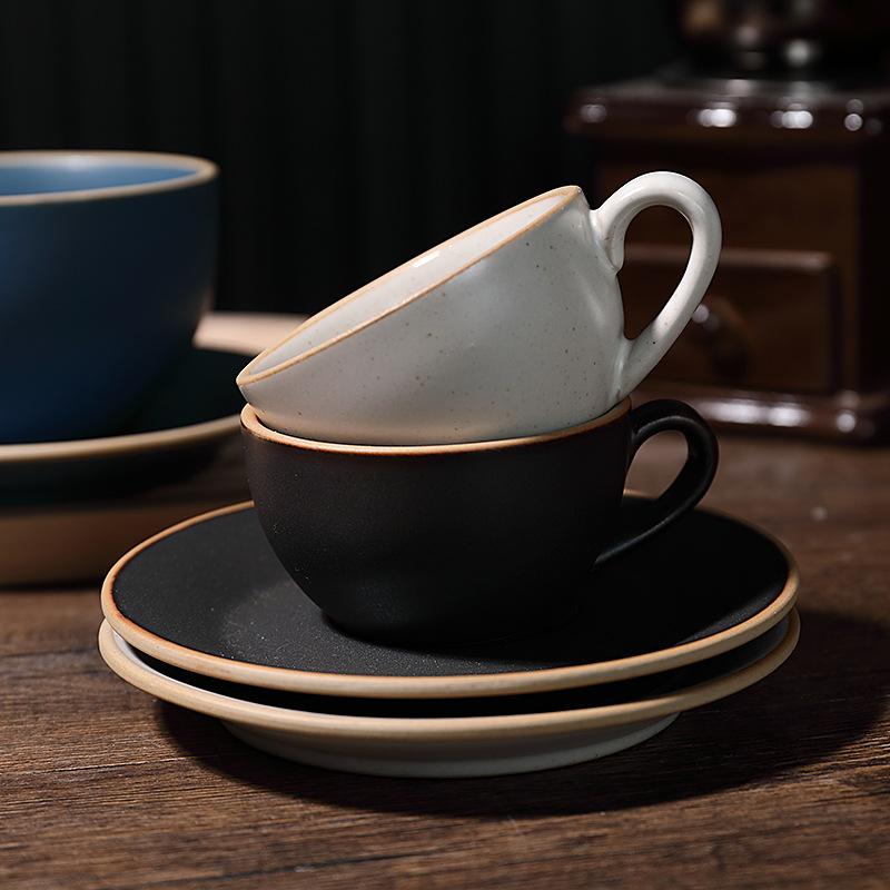 Product Introduction of Ceramic Coffee cup and saucer set Continental Latte cup Coffee shop home office breakfast cup personalized cup and saucer  mug drinkware reusable washable andwear-resistant 10