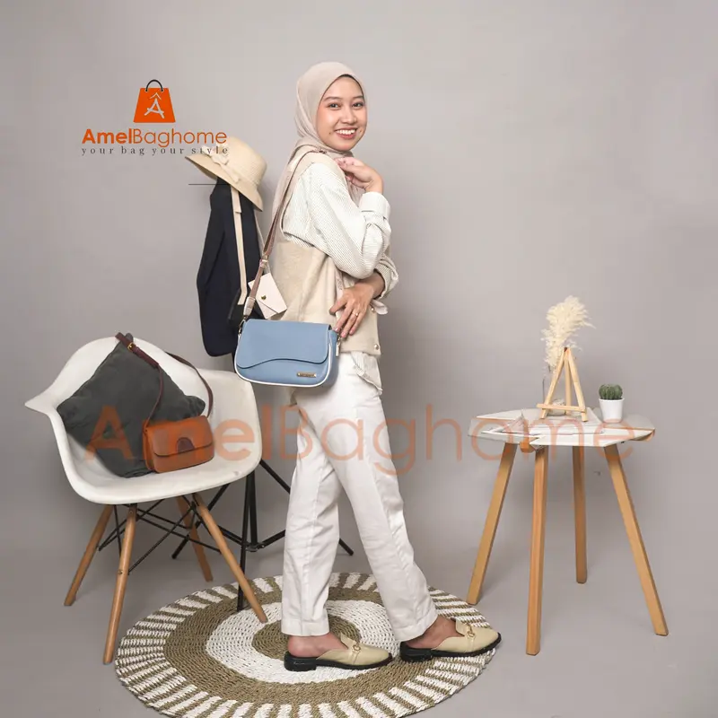Tas Wanita YUKARI Tas Selempang Wanita Slingbag Tali Anti Pegal Polet Serut Motif Gelombang Ala Korea 8