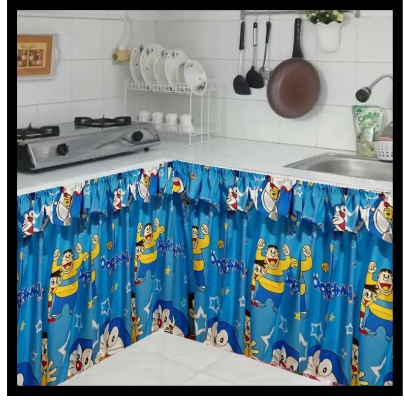 Gorden Kolong Dapur DORAEMON UKURAN 100 X 80 CM / Gorden Kolong Meja Dapur / Gorden Kolong Dapur MINIMALIS Curtain 0