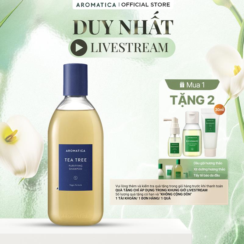 [LIVE] Dầu Gội Tràm Trà Aromatica Tea Tree Purifying Shampoo 400ml Dành Cho Da Đầu Dầu