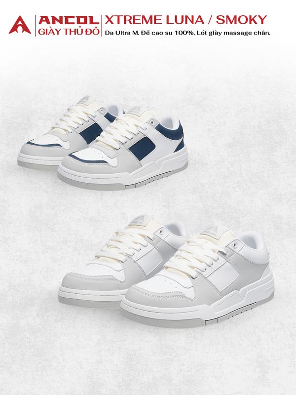 Ancol Giày Sneaker Xtreme Luna Nam Nữ Size 39-44 Chất Liệu Da Bò, Ultra Microfiber, Lót Cao Su Non Đàn Hồi Tăng Chiều Cao Đế Cao Su Thoáng Khí Giày Thời Trang Thủ Đô Made By Vietnam
