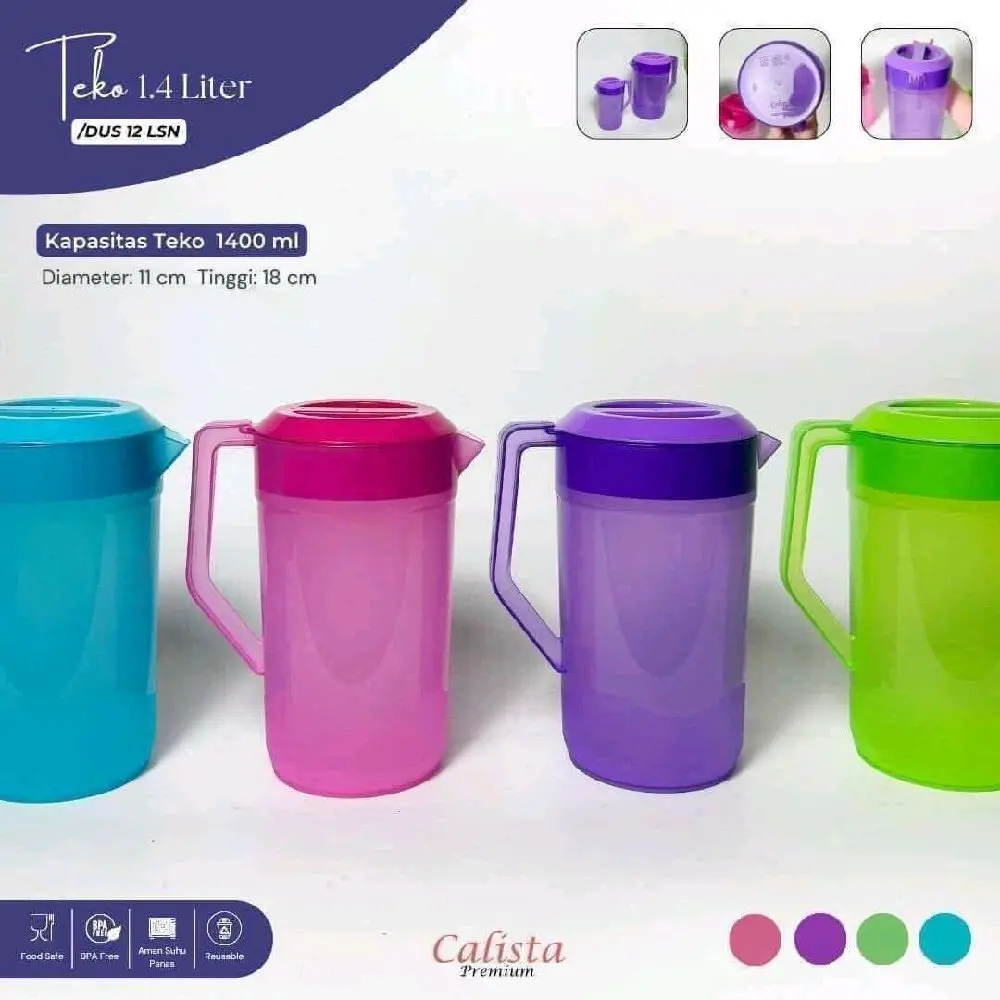 Teko Plastik 1,4 Liter Calista Warna Eskan Plastik 1,4 Liter Warna Teko Air Kulkas Water Jug Coolpot Calista 1,4 Liter